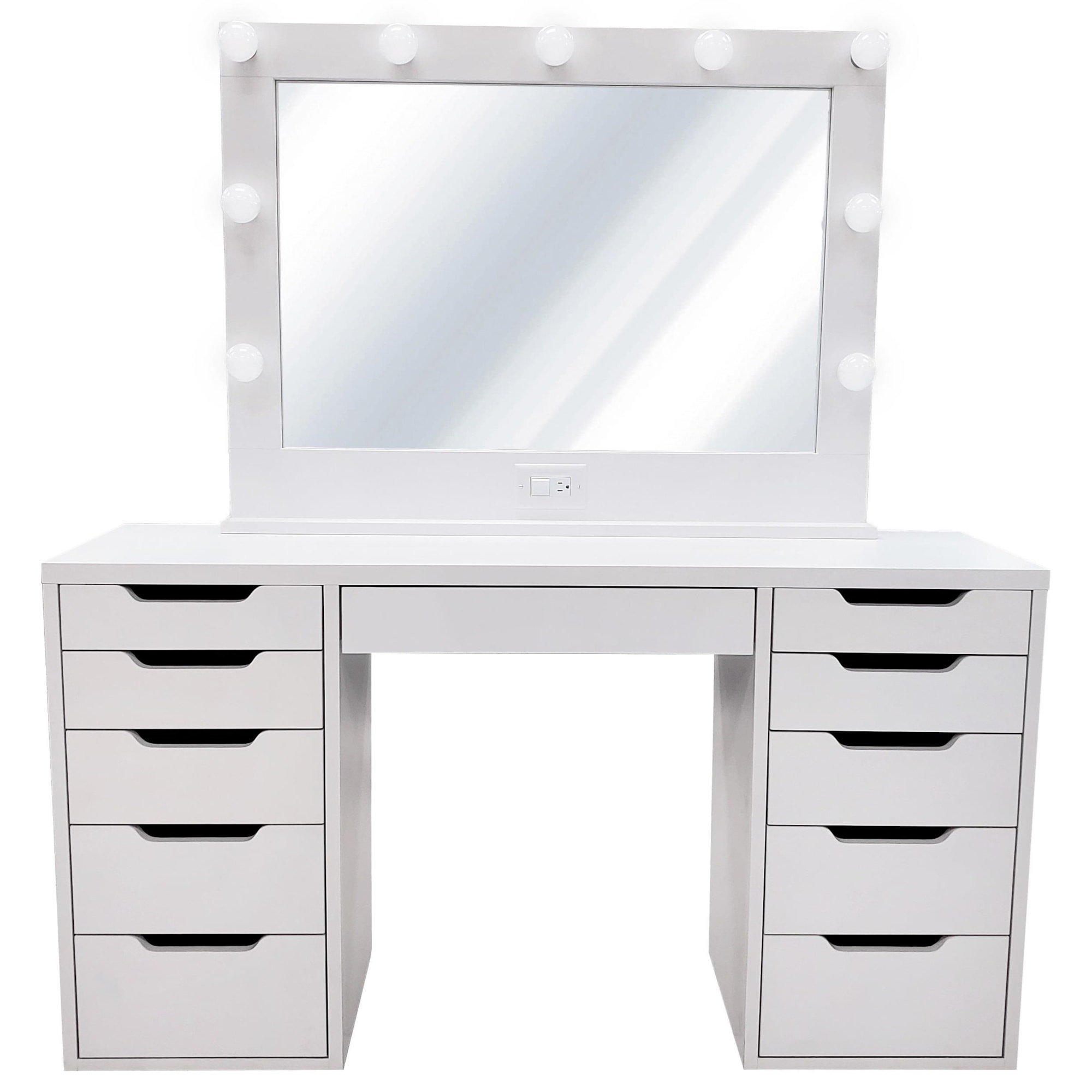 Exclusive GLAMOUR VANITIES GLAMPRO2PC White Vanity with Mirror 11